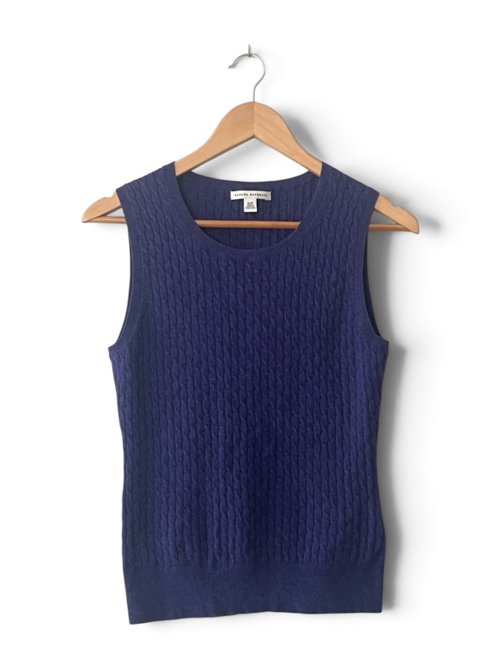 Banana Republic Cable Knit Pima Cotton Wool Sweater Vest Purple S